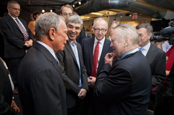 Michael Bloomberg, Larry Page, David Skorton, Chuck Feeney and Robert Harrison in New York City in 2012