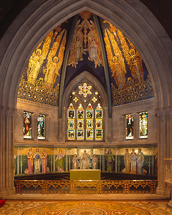 Sage Chapel apse with mosaic figures by Ella Condie Lamb